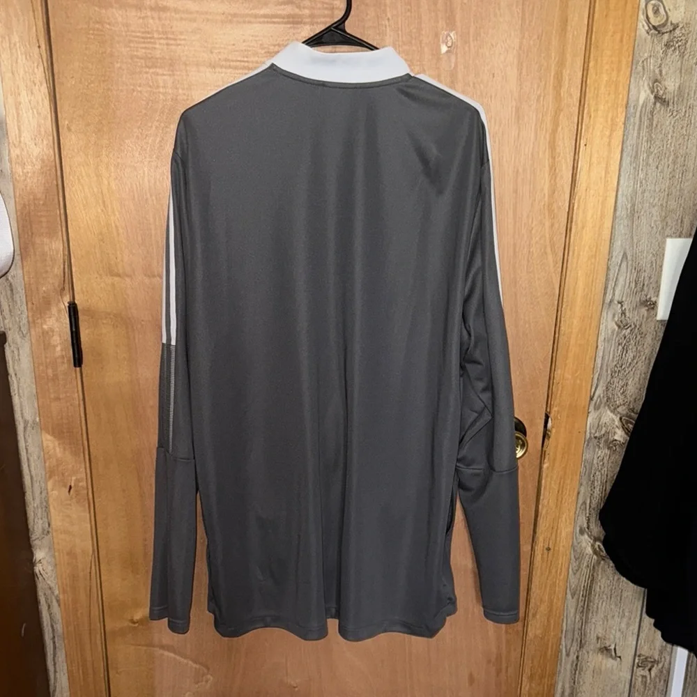 Adidas 2XL Gray Windbreaker Jacket with Signature Stripes